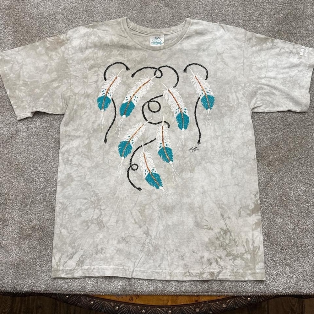 Vintage 1996 Aztec Native American Dream Catcher Feather T-Shirt RARE Medium